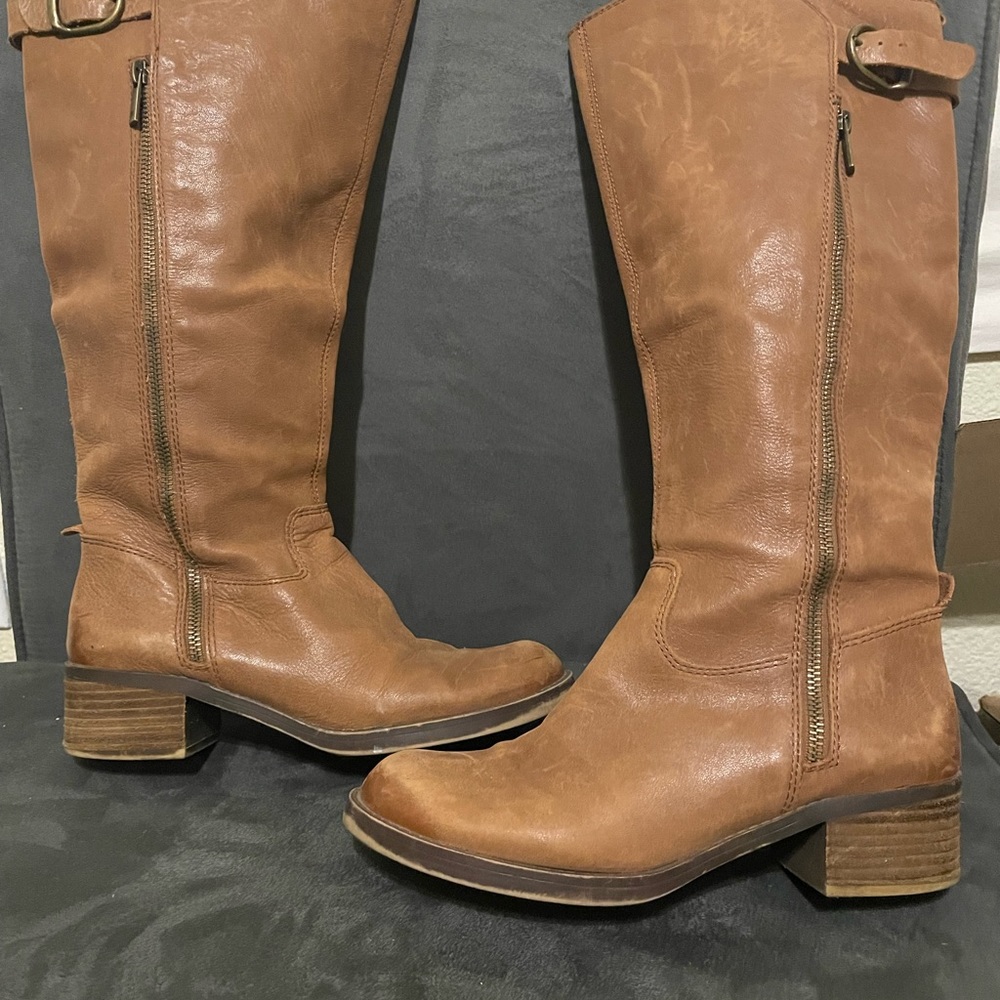 Lucky Brand Hillow Leather Riding Boots 7.5